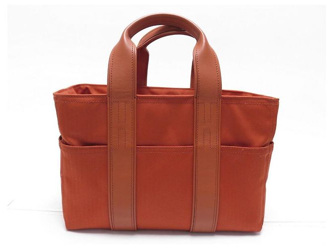 Hermès NUOVA BORSA A MANO HERMES ACAPULCO PM CABAS IN TELA E PELLE ROSSO MATTONE - vista 2