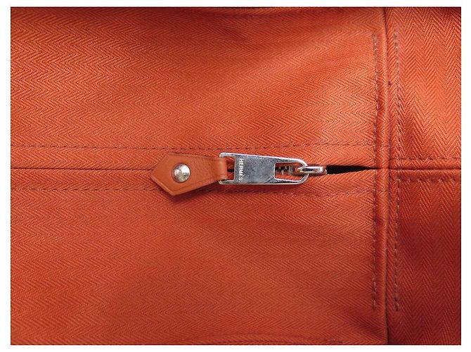 Hermès NUOVA BORSA A MANO HERMES ACAPULCO PM CABAS IN TELA E PELLE ROSSO MATTONE - vista 4