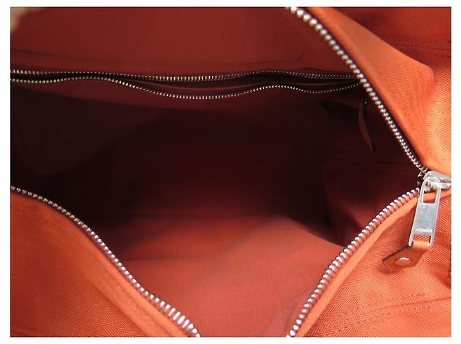 Hermès NUOVA BORSA A MANO HERMES ACAPULCO PM CABAS IN TELA E PELLE ROSSO MATTONE - vista 5
