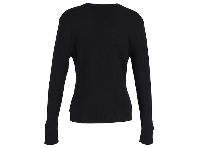 Kristallverzierter Cutout-Pullover von Paco Rabanne aus schwarzer Merinowolle - Ansicht 3