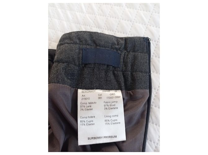 Burberry Prorsum Falda midi de lana a rayas de Burberry Gris antracita - vista 10