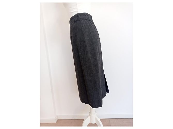 Burberry Prorsum Falda midi de lana a rayas de Burberry Gris antracita - vista 4