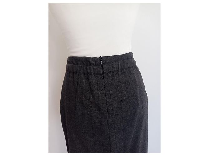 Burberry Prorsum Falda midi de lana a rayas de Burberry Gris antracita - vista 5
