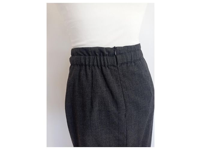 Burberry Prorsum Falda midi de lana a rayas de Burberry Gris antracita - vista 6