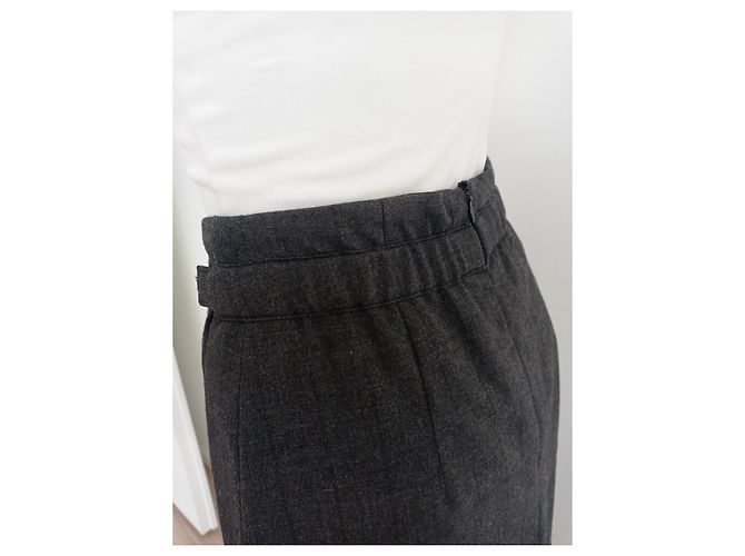 Burberry Prorsum Falda midi de lana a rayas de Burberry Gris antracita - vista 7