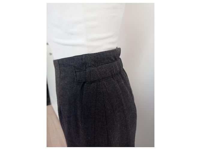 Burberry Prorsum Falda midi de lana a rayas de Burberry Gris antracita - vista 8
