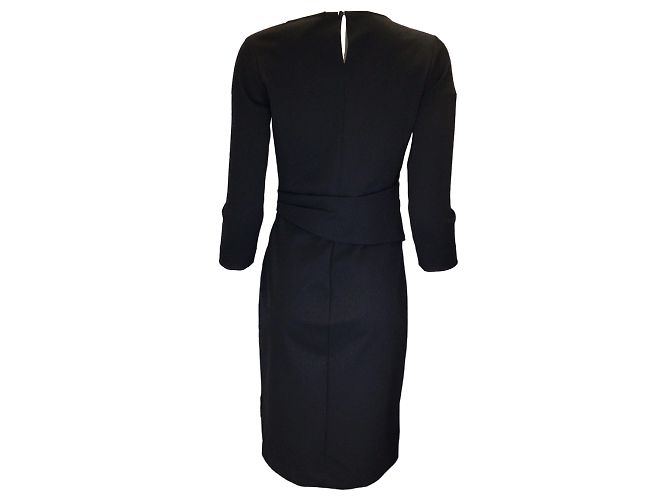 Fuzzi Schwarzes Stretch-Strickkleid mit Dreiviertelärmeln - Ansicht 3