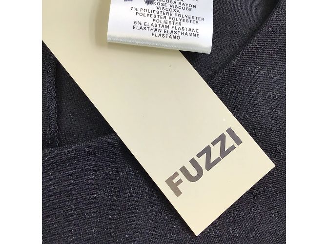 Fuzzi Schwarzes Stretch-Strickkleid mit Dreiviertelärmeln - Ansicht 5