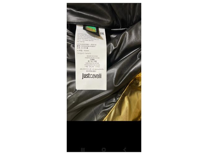Chaqueta acolchada larga reversible Roberto Cavalli Negro Dorado - vista 2
