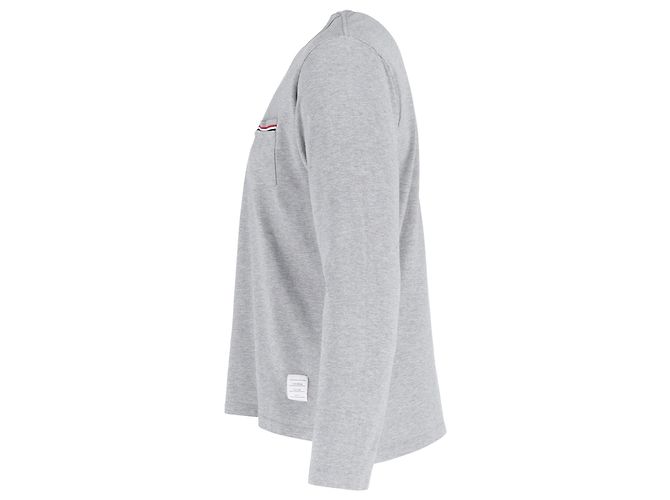 Thom Browne Camiseta de manga larga con bolsillo en algodón gris - vista 2