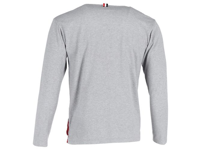 Thom Browne Camiseta de manga larga con bolsillo en algodón gris - vista 3