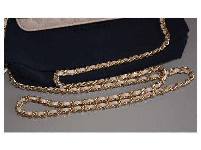 Wallet On Chain Borsa Chanel WOC Portafoglio su catena Beige Gold hardware - vista 13