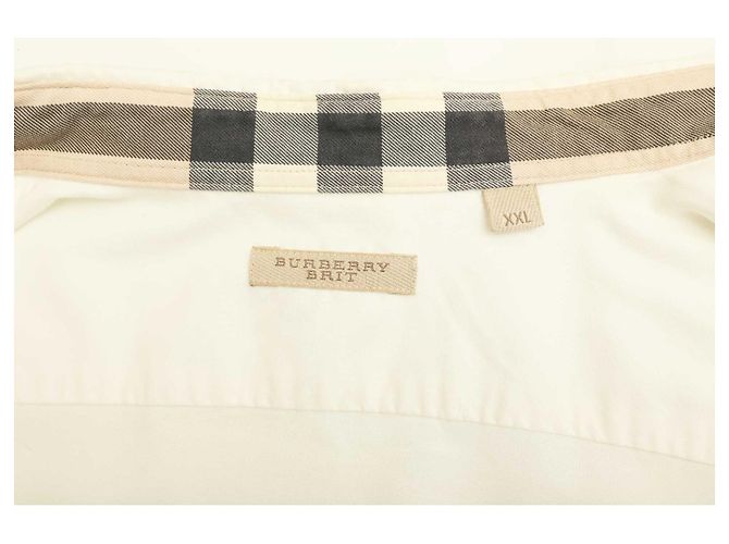 Burberry Brit Camicia da uomo casual in cotone bianco taglia XXL - vista 4