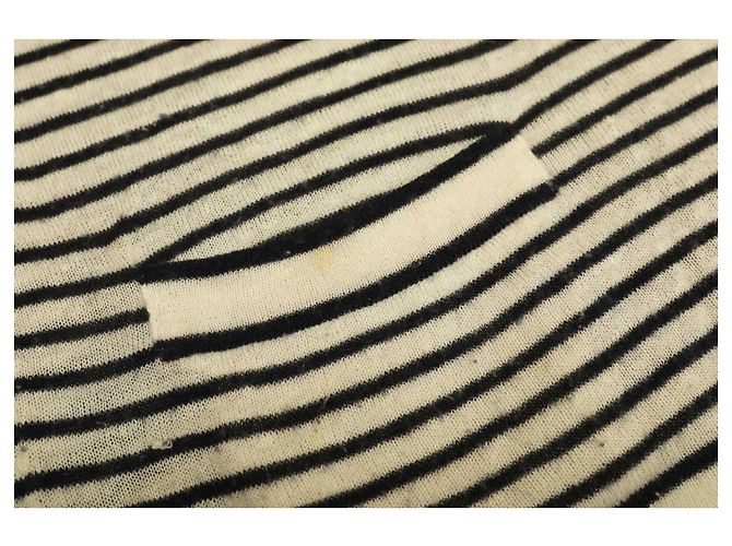 Stella Mc Cartney Stella McCartney Schwarz-weiß gestreifter Kaschmir-Strickpullover mit U-Boot-Ausschnitt. Top-Größe 44 Beige - Ansicht 7