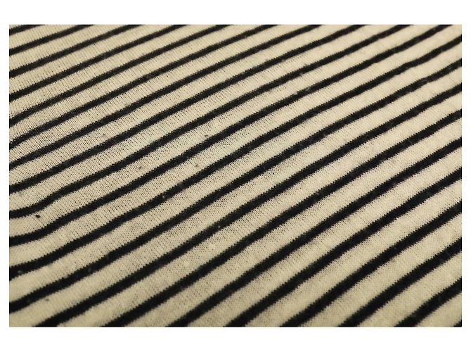 Stella Mc Cartney Stella McCartney Schwarz-weiß gestreifter Kaschmir-Strickpullover mit U-Boot-Ausschnitt. Top-Größe 44 Beige - Ansicht 8