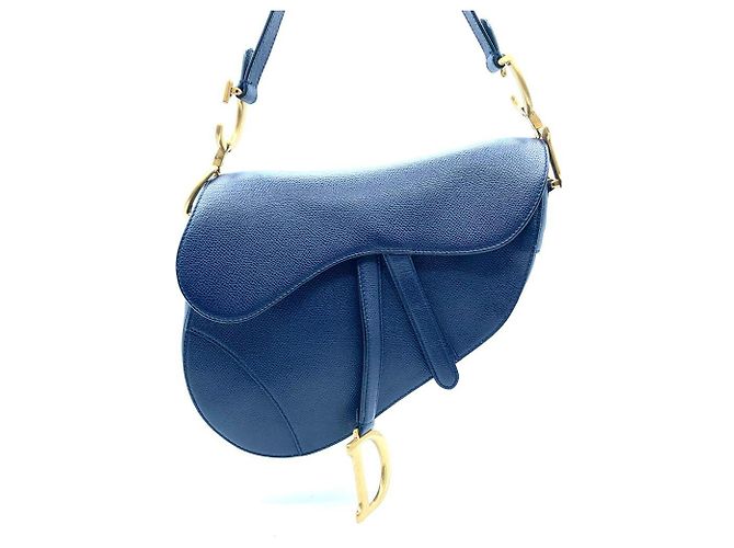 Borsa Dior Saddle blu navy in pelle - vista 2