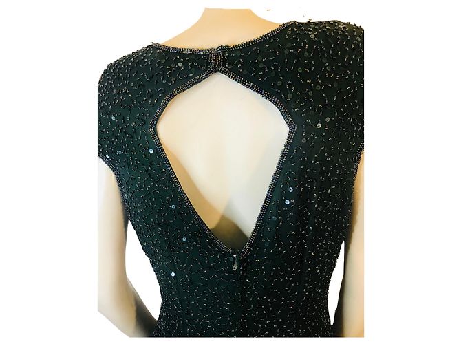 Autre Marque Kurzes Perlenkleid dunkelgrün - Ansicht 4