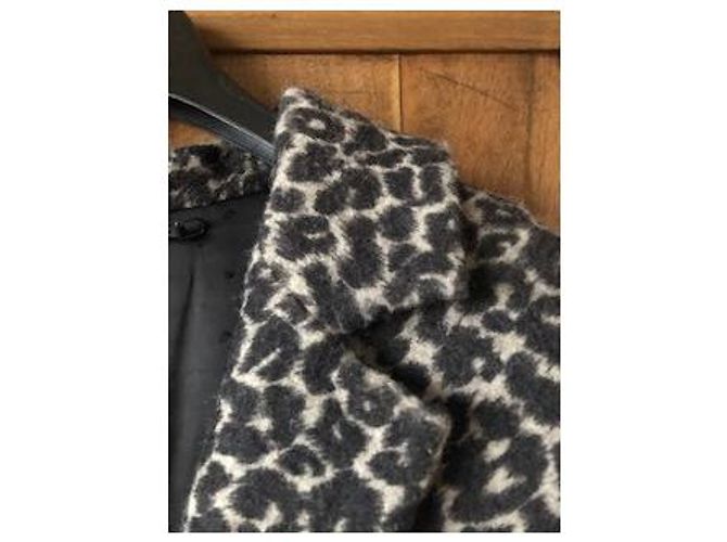 Abrigo Ikks de lana estampado leopardo negro beige Estampado de leopardo - vista 6