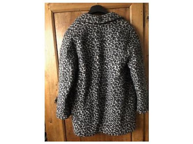 Abrigo Ikks de lana estampado leopardo negro beige Estampado de leopardo - vista 8