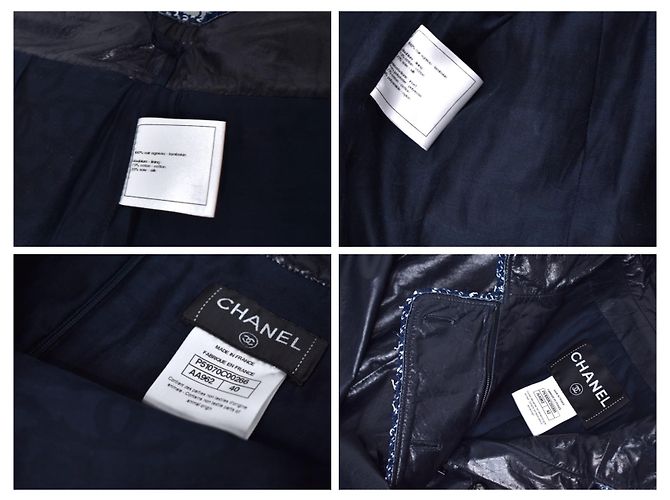Chanel Traje de tweed de cuero poco común Azul marino Azul oscuro - vista 4