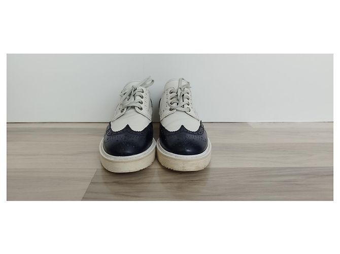 Sapatos de amarrar Prada em couro branco e marinho Multicor - vista 3