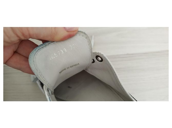 Sapatos de amarrar Prada em couro branco e marinho Multicor - vista 8