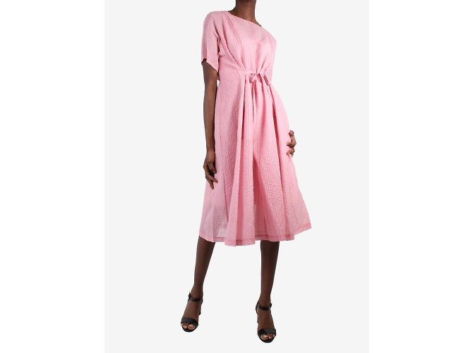 Heidi Klein Rosafarbenes Seersucker-Karokleid mit Unterkleid – Größe FR 34 Pink - Ansicht 3