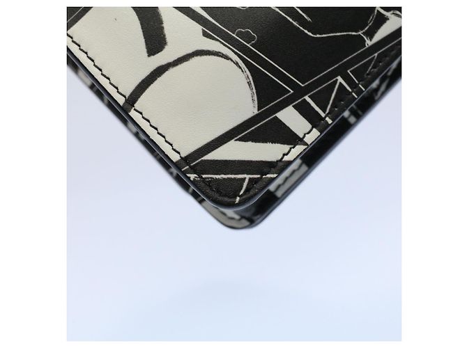 PRADA VITELLO COMICS Clutch Bag Leder Schwarz Weiß Auth 56942 - Ansicht 18