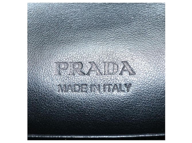 PRADA VITELLO COMICS Clutch Bag Leder Schwarz Weiß Auth 56942 - Ansicht 19