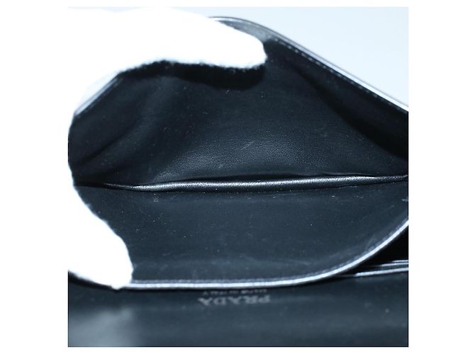 PRADA VITELLO COMICS Clutch Bag Leder Schwarz Weiß Auth 56942 - Ansicht 21