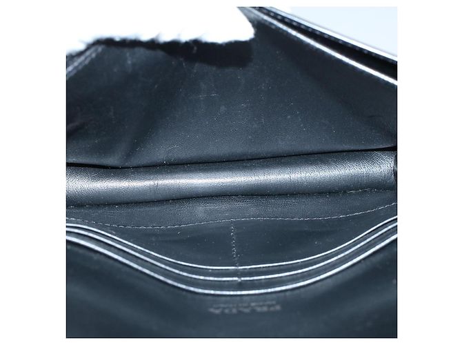 PRADA VITELLO COMICS Clutch Bag Leder Schwarz Weiß Auth 56942 - Ansicht 9