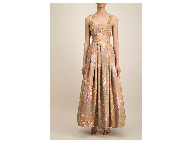 Autre Marque Monique Singh, Gonna lunga da sera in jacquard floreale Multicolore - vista 3