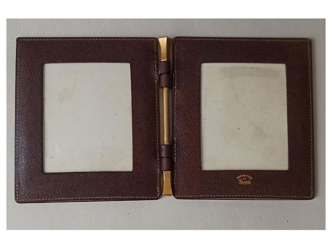 Gucci photo holder brown leather Dark brown - view 2