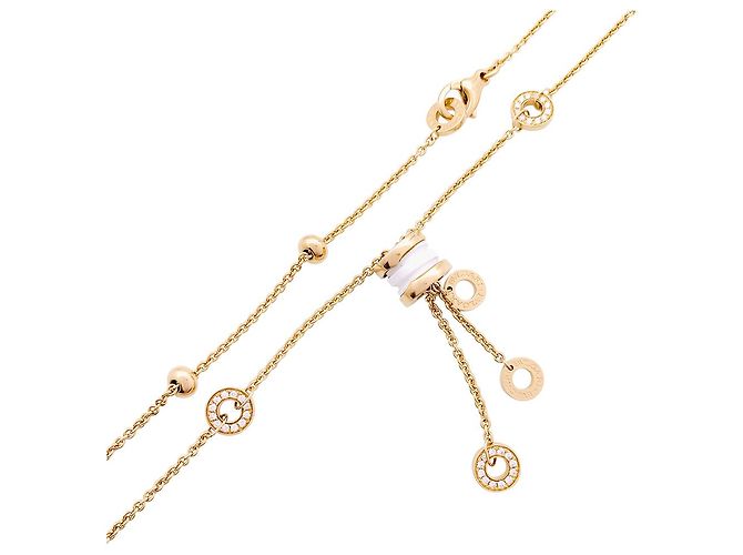 Collana Bulgari, "BZero1", Oro rosa, ceramica bianca e diamanti. - vista 3