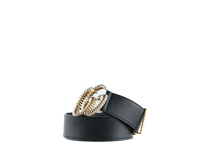 GUCCI - Cinto com fivela GG em couro liso preto (T85) - vista 2