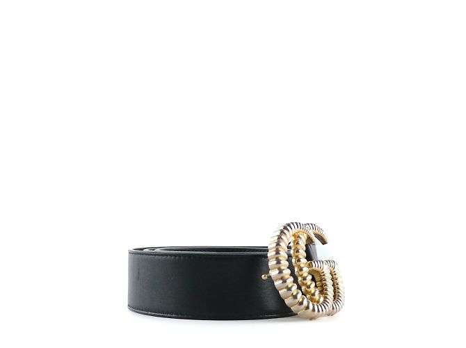 GUCCI - Cinto com fivela GG em couro liso preto (T85) - vista 3