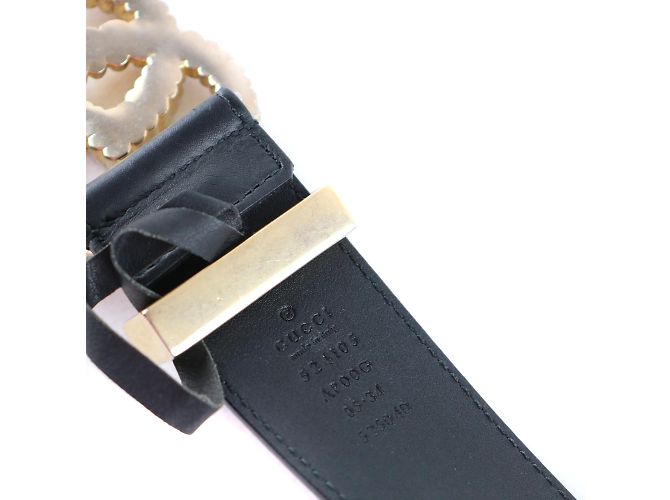 GUCCI - Cinto com fivela GG em couro liso preto (T85) - vista 6