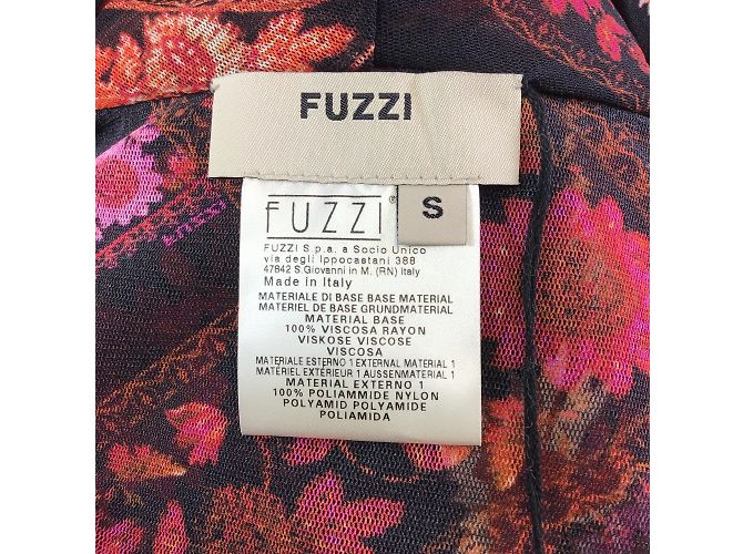 Fuzzi Noir / Robe midi fuchsia en maille et satin imprimé multi-fleurs Multicolore - vue 4