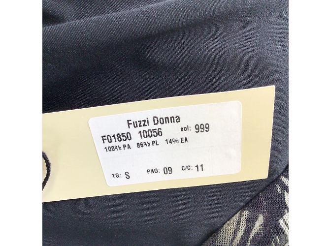 Fuzzi Schwarz / Grau bedrucktes, langärmliges Mesh-Midikleid mit V-Ausschnitt - Ansicht 5