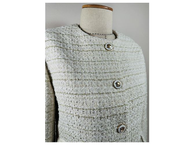Blazer Sandro de Tweed Ecru Oro Talla 40 Multicolor - vista 2