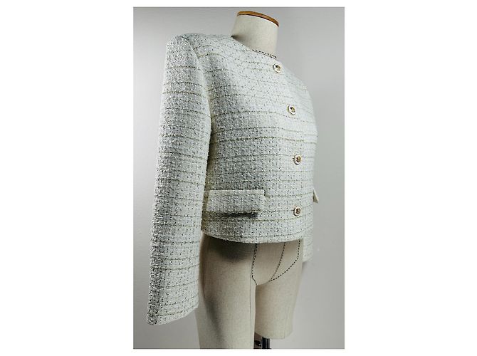 Blazer Sandro de Tweed Ecru Oro Talla 40 Multicolor - vista 3