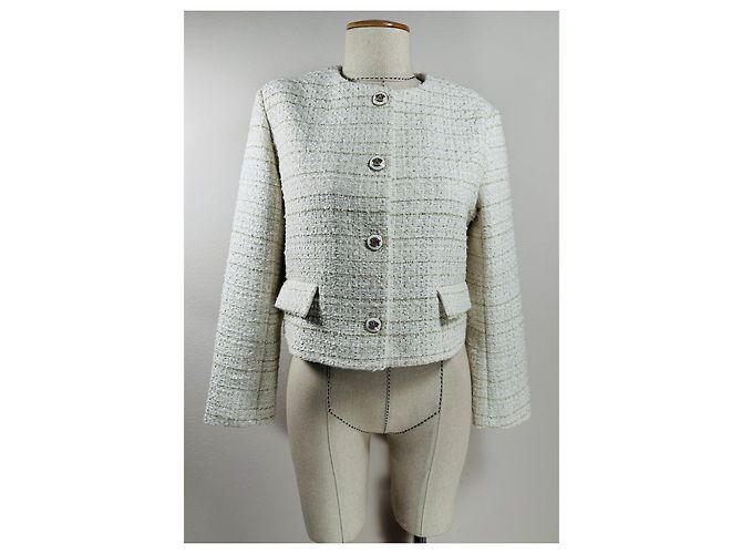 Sandro Tweed Blazer Ecru Gold Größe 42 Mehrfarben - Ansicht 4