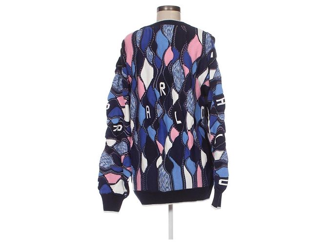 Autre Marque Carlo Colucci Rundhals Pullover Marine Royal Rosa XL Mehrfarben - Ansicht 3
