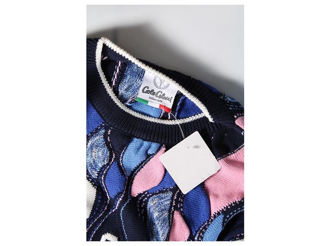Autre Marque Carlo Colucci Rundhals Pullover Marine Royal Rosa XL Mehrfarben - Ansicht 4