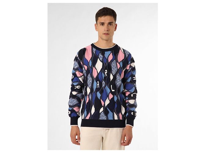 Autre Marque Carlo Colucci Rundhals Pullover Marine Royal Rosa XL Mehrfarben - Ansicht 5