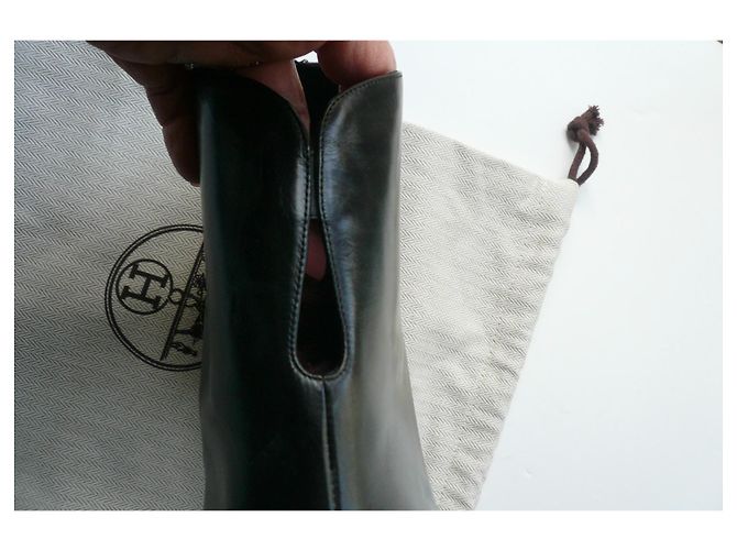 Hermès HERMES Stivaletti miele Pelle di vitello nera buone condizioni T40,5 IT Nero - vista 10