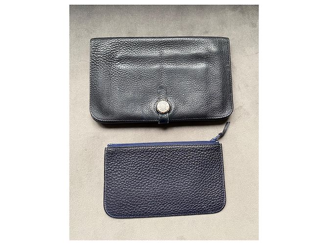 Cartera Hermès Dogon Duo de Cuero Togo Azul Oscuro - vista 2