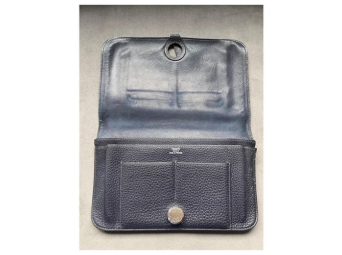 Cartera Hermès Dogon Duo de Cuero Togo Azul Oscuro - vista 7