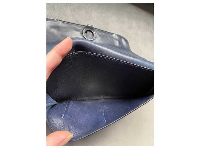Cartera Hermès Dogon Duo de Cuero Togo Azul Oscuro - vista 8
