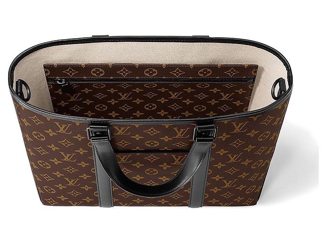 Louis Vuitton Tote Week-end PM Macassar Marrone - vista 3